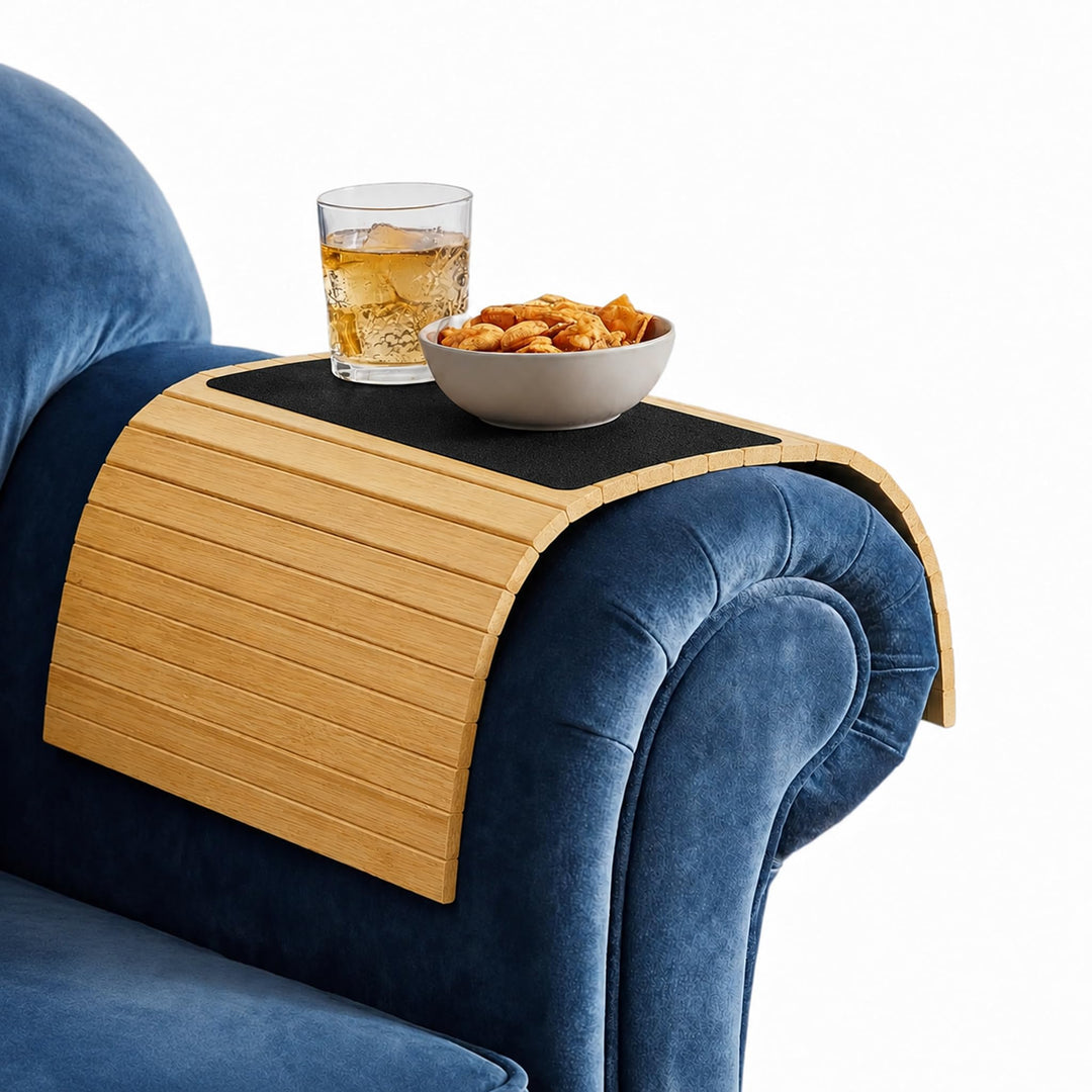 BAM BOO BOX Sofatablett aus Bambus - Couch Tablett flexibel - Sofatablett Armlehne - Sofa Tablett Ho