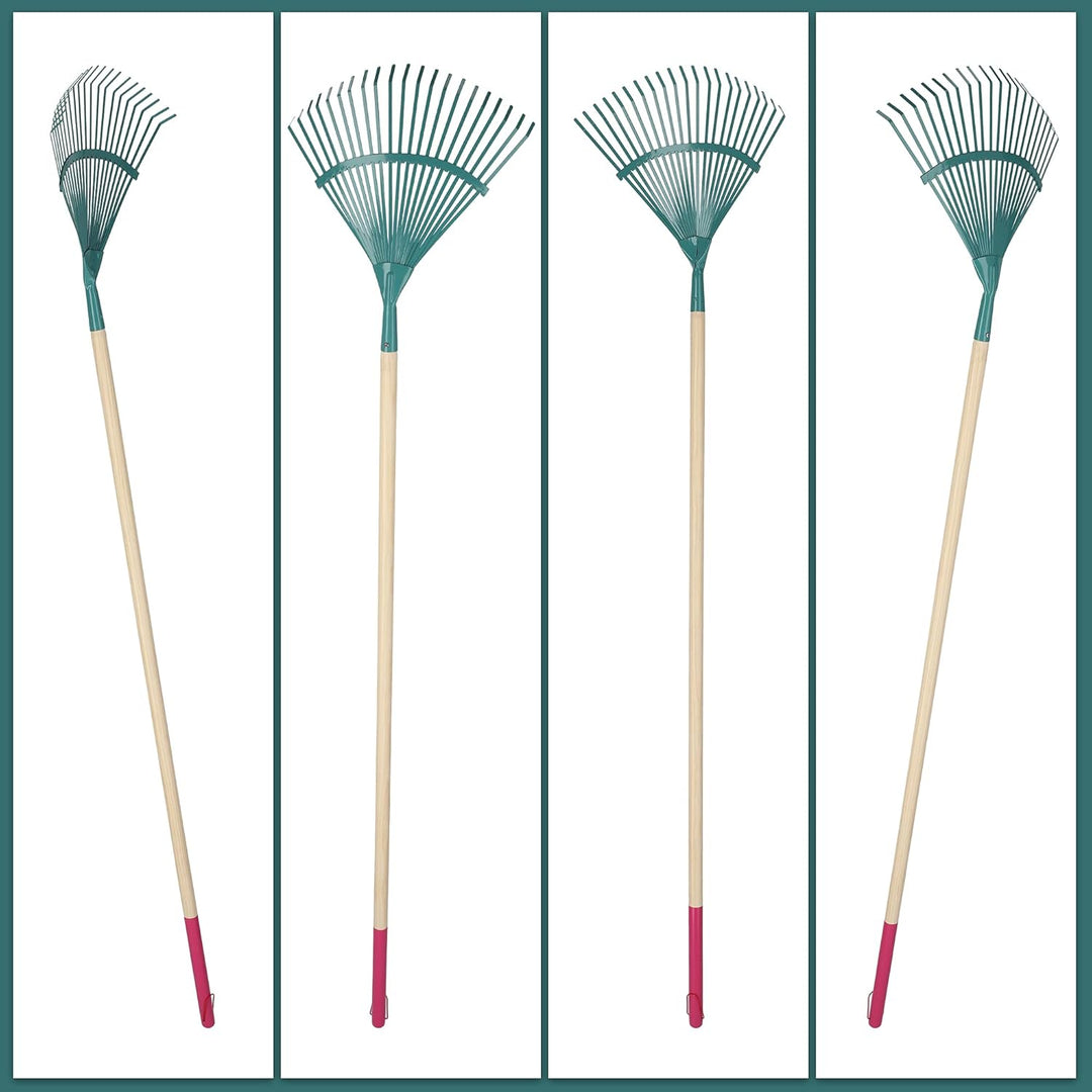 KADAX Rechen, Laubrechen für Damen, Harke mit langem Stiel aus Holz, Laubfächer für Garten, Bequeme
