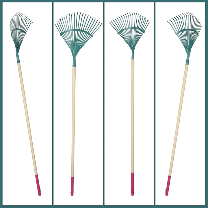 KADAX Rechen, Laubrechen für Damen, Harke mit langem Stiel aus Holz, Laubfächer für Garten, Bequeme