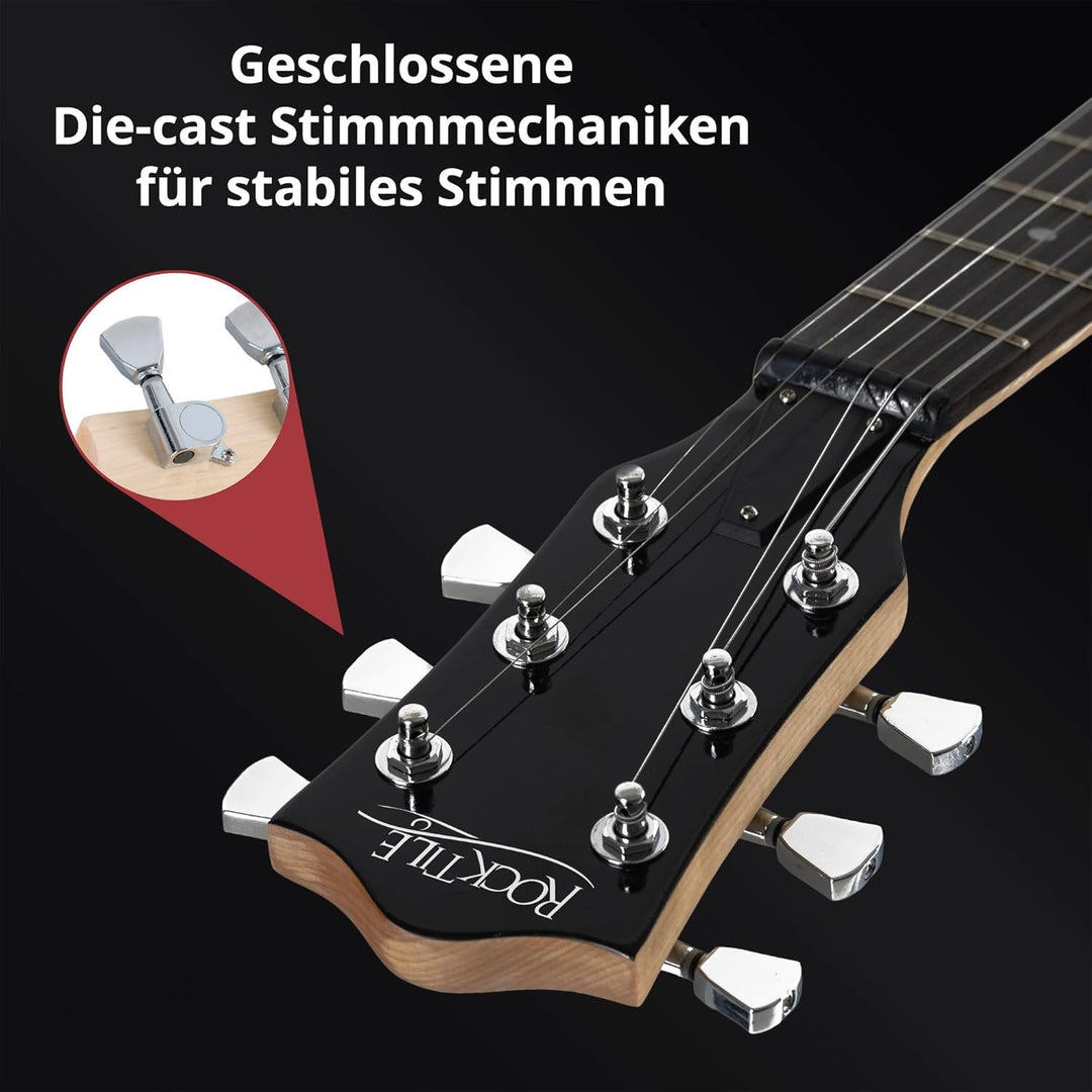 Rocktile LP-100 BL E-Gitarre (Korpus: Linde, Palisander Griffbrett, Finish: Schwarz High Gloss) Schw