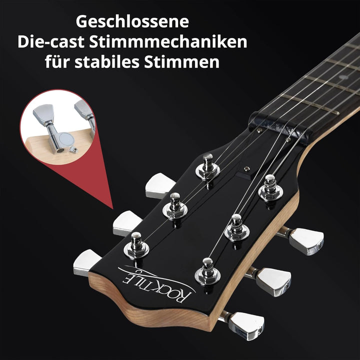 Rocktile LP-100 BL E-Gitarre (Korpus: Linde, Palisander Griffbrett, Finish: Schwarz High Gloss) Schw