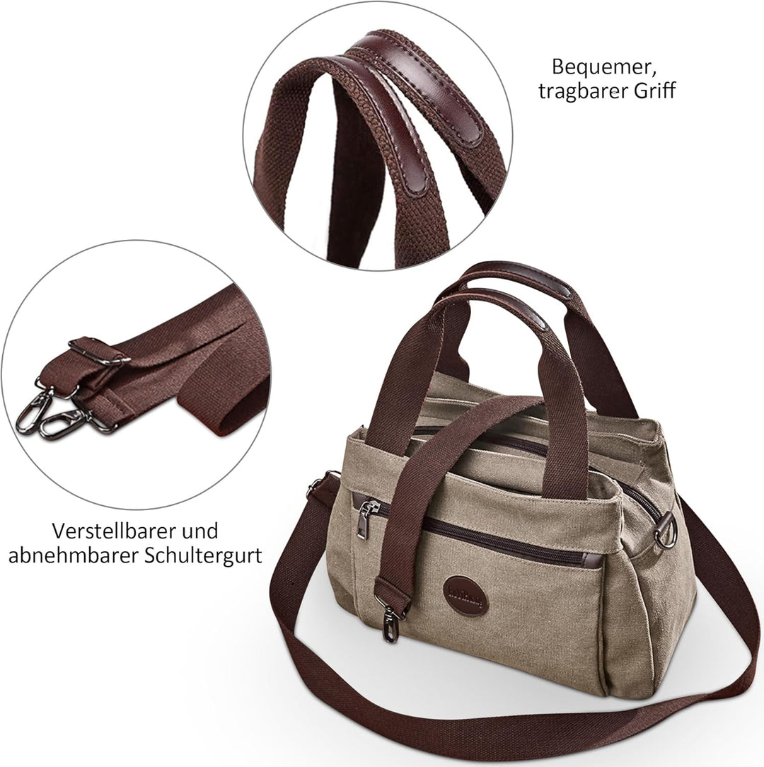 DORRISO Mode Umhängetasche Damen Canvas Handtasche Reise Schultertasche Casual Multifunktionale Umhä