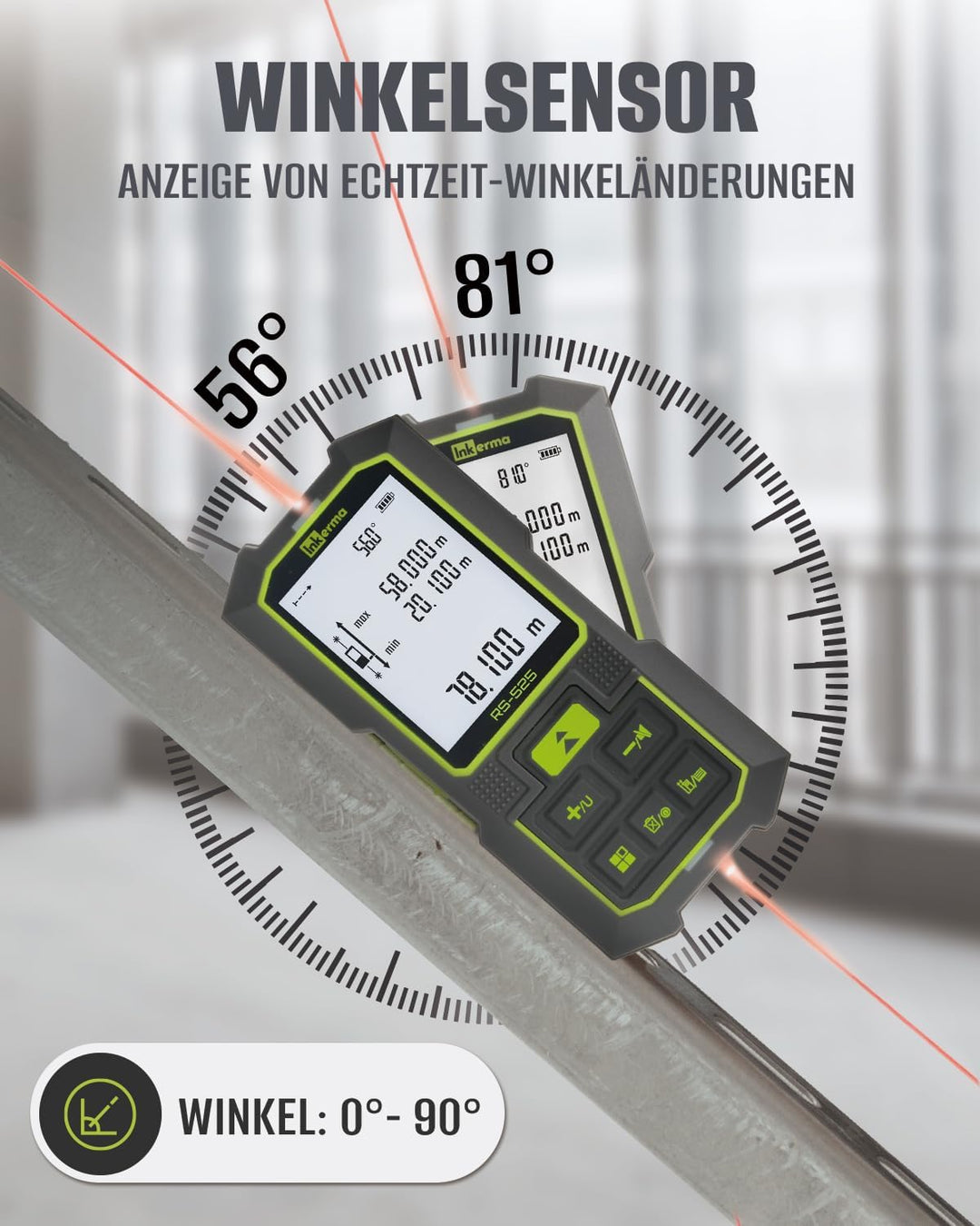 Bilaterales Laser Entfernungsmesser, 525Ft/160M Dual-Laser-Messwerkzeug, Wiederaufladbares Laser-Mes