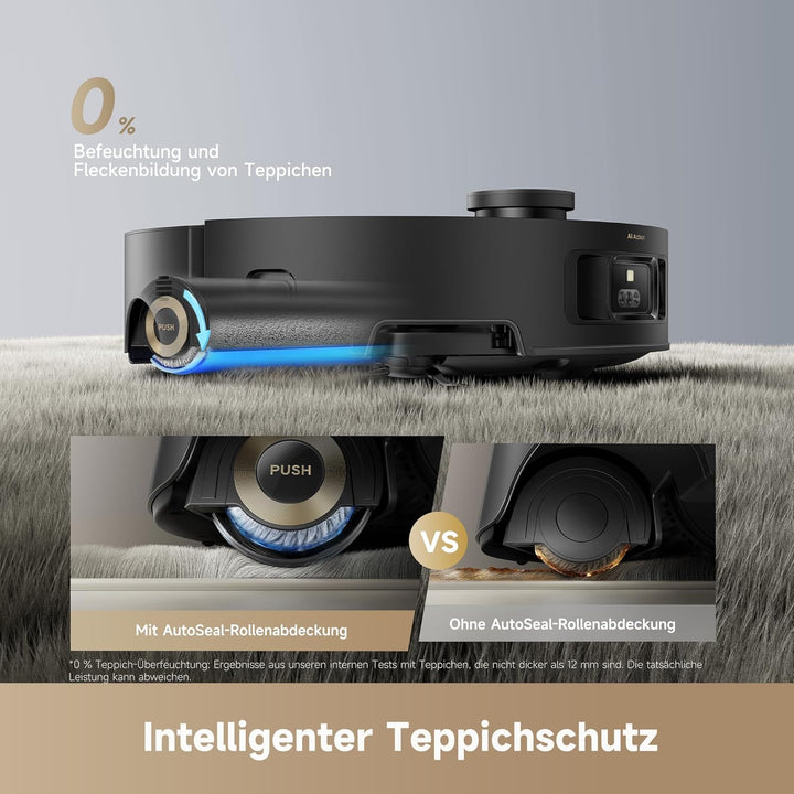 dreame Aqua10 Roller-Saugroboter mit AquaRoll-Wischer, Teppichschutz-Rollenabdeckung, 6 cm Hindernis