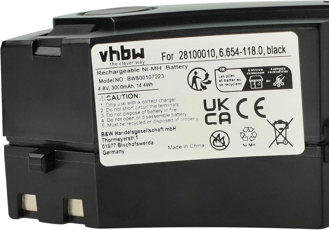 vhbw 1x Akku kompatibel mit Kärcher KC55 Staubsauger Schwarz (3000 mAh, 4,8 V, NiMH)