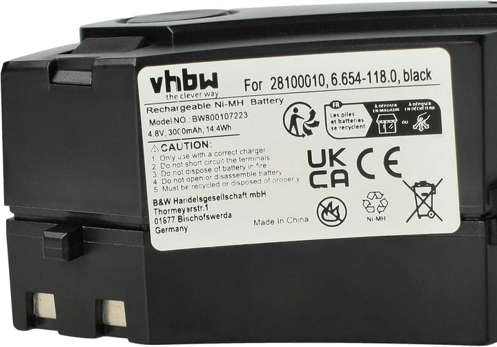 vhbw 1x Akku kompatibel mit Kärcher KC55 Staubsauger Schwarz (3000 mAh, 4,8 V, NiMH)