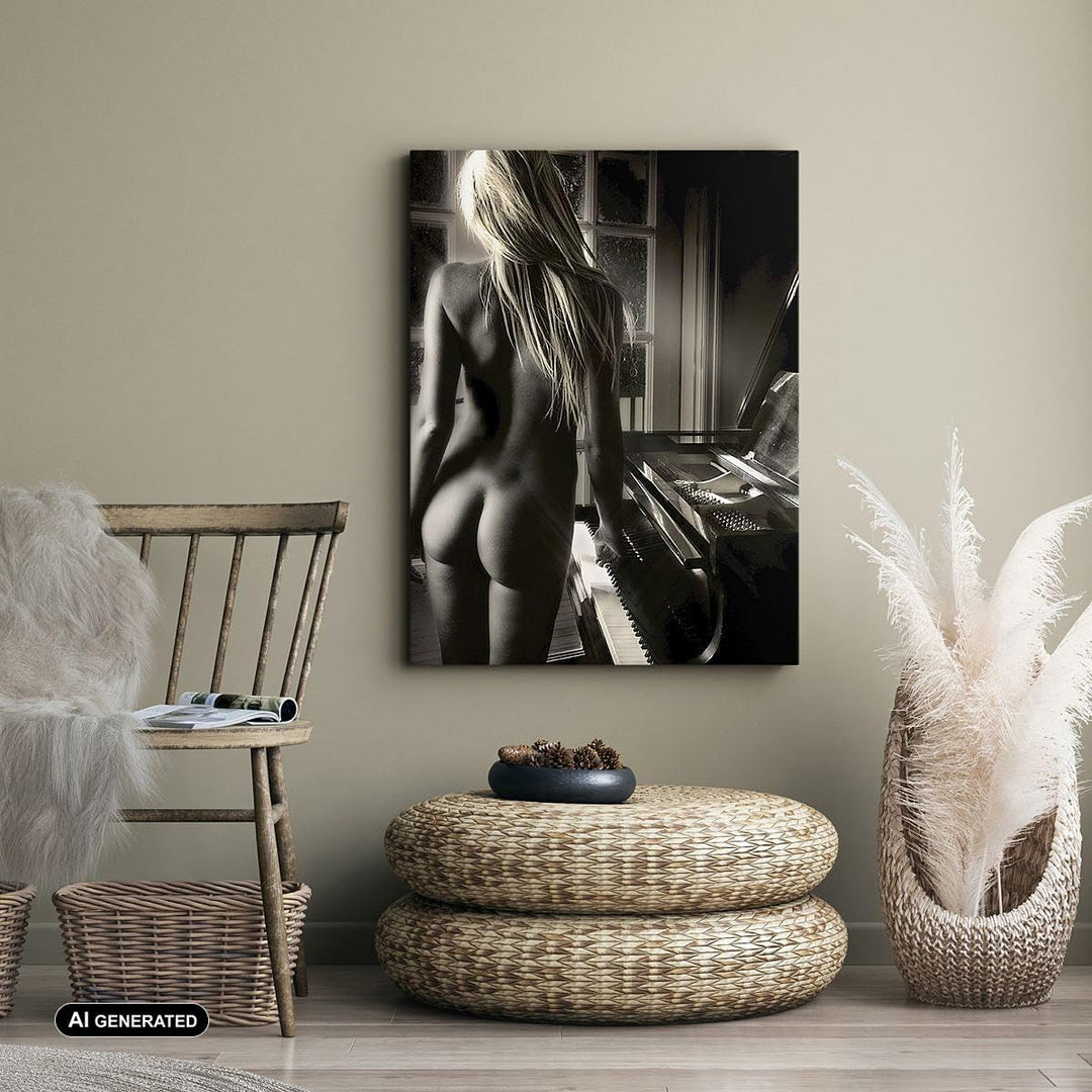 Bilder auf Leinwand 55x100cm Leinwandbild mit Rahmen Frau Nackt Geheimnis Gross Wanddeko Bild Schlaf