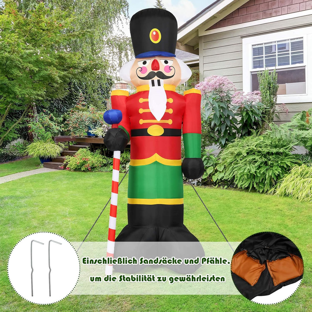 COSTWAY 240CM Aufblasbarer Nussknacker-Soldat, Weihnachtsmann Soldat mit 3 LED-Leuchten, Weihnachtsd