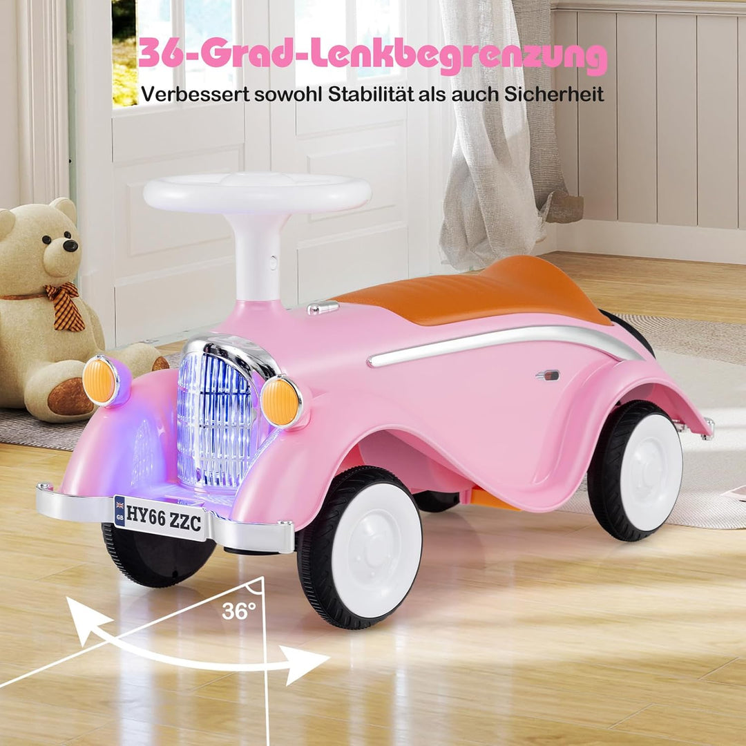 COSTWAY Rutschauto, klassisches Rutschfahrzeug mit Lenkrad & Hupe & LED-Scheinwerfer, Kinderfahrzeug