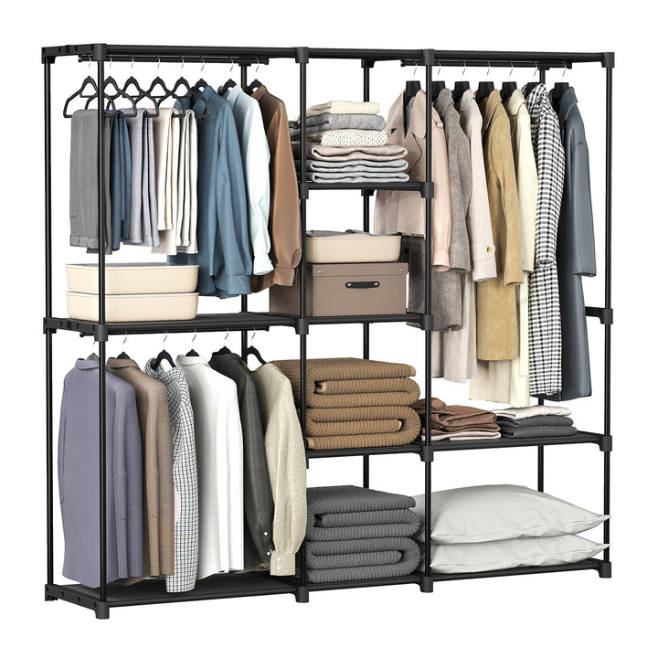SONGMICS Kleiderschrank, Kleiderständer, freistehende Garderobe, mit Kleiderstangen, Garderobenständ