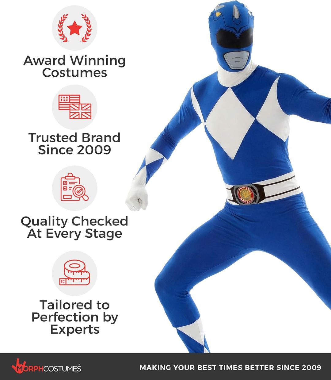 Morphsuits Power-Rangers Kostüm, Blau M