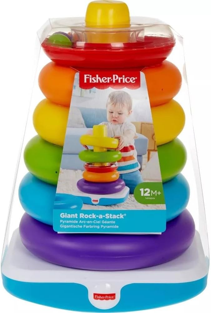 Fisher-Price GJW15 - GJW15 Gigantische Farbring Pyramide, Stapelspielzeug mit Ringen für Babys und K