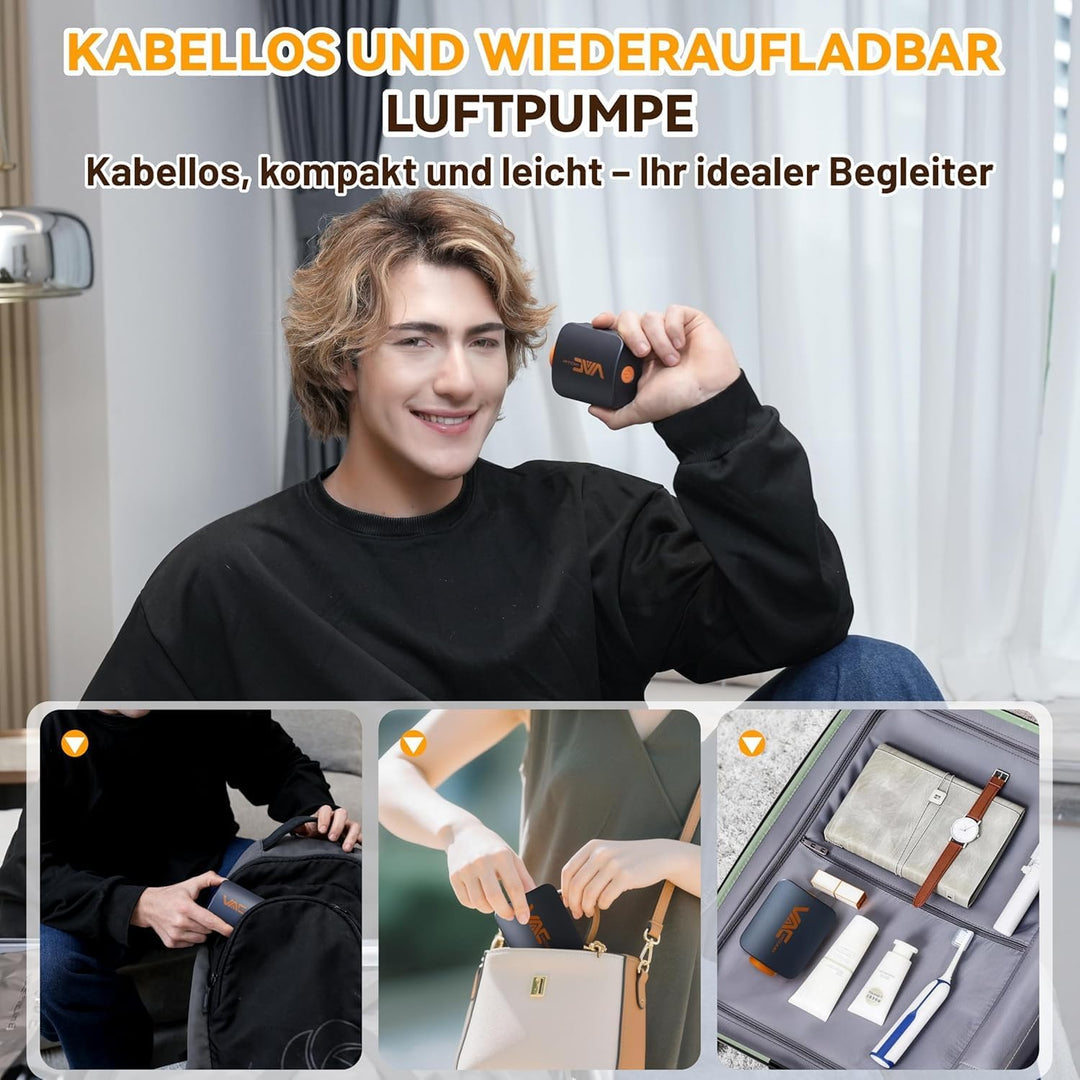 Reise-Vakuumbeutel für Kleidung mit wiederaufladbarer, kabelloser Pumpe, Vakuum-Aufbewahrungsbeutel,
