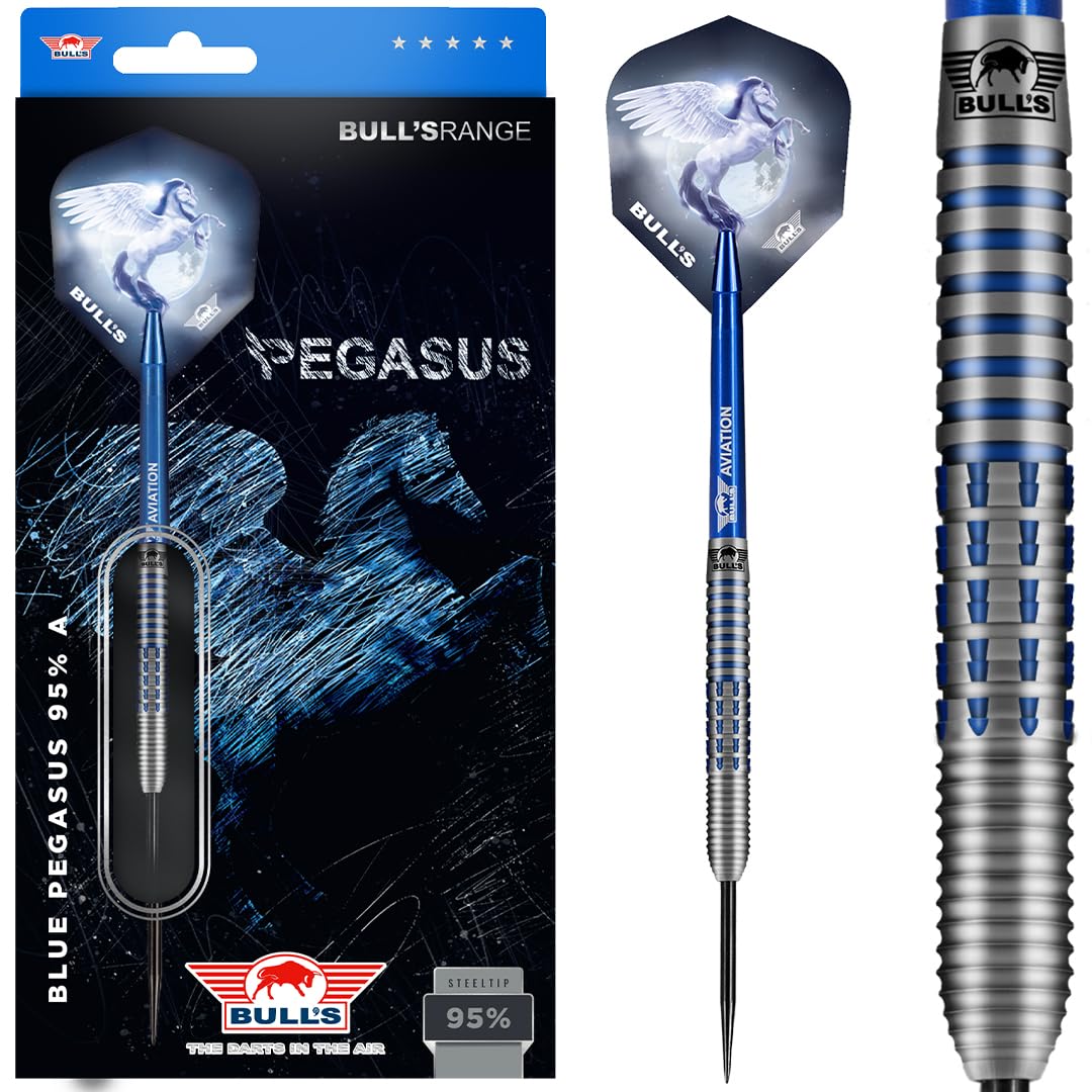 BULL'S Blue Pegasus A B C Grip 95% Tungsten Dartpfeile für jeden Spieler - professionelle Dartpfeile