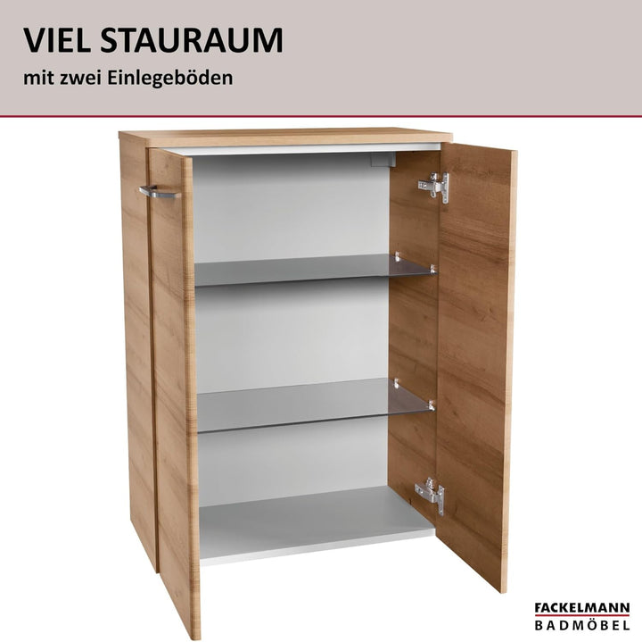 FACKELMANN Milano Doppelmidischrank mit Türen – Schrank fürs Badezimmer (60,2 cm x 82,6 cm x 32 cm)