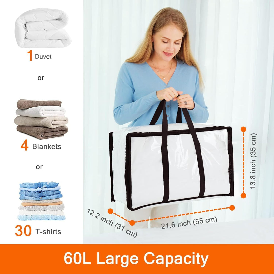 Vieshful 7 Stück Transparente Plastik Aufbewahrungstasche, 60L Organizer Aufbewahrungsbox Kleiderauf