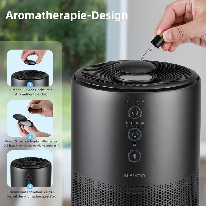 SLEVOO Air purifiers for home, Pet Hair Allergy, Low Power High Torque Motor, 3-in-1 HEPA air purifi