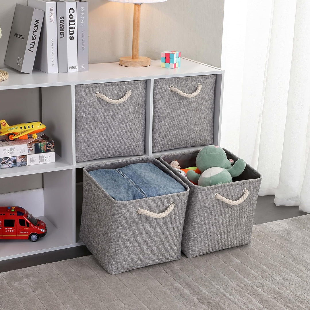 Mangata Aufbewahrungsbox Stoff 25x25x25 cm, aufbewahrungskorb Grau, Korbe Stoff in Würfel für Schran