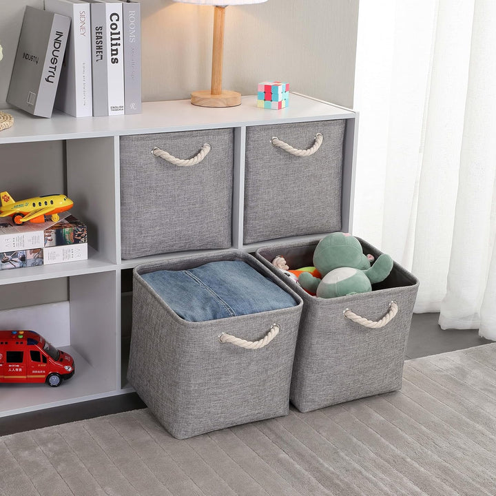 Mangata Aufbewahrungsbox Stoff 25x25x25 cm, aufbewahrungskorb Grau, Korbe Stoff in Würfel für Schran