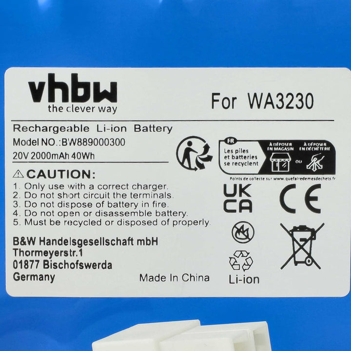 vhbw Akku kompatibel mit Ferrex 800m2 2021, 800m2 Rasenroboter Rasenmäher (2000mAh 20V Li-Ion)
