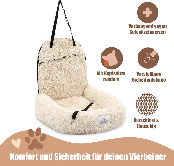 Pfoten&amp;Nasen® 2-in-1 Hunde Autositz &amp; Bett – Orthopädisch, Rückbank-Hundesitz für grosse &amp; kleine Hu