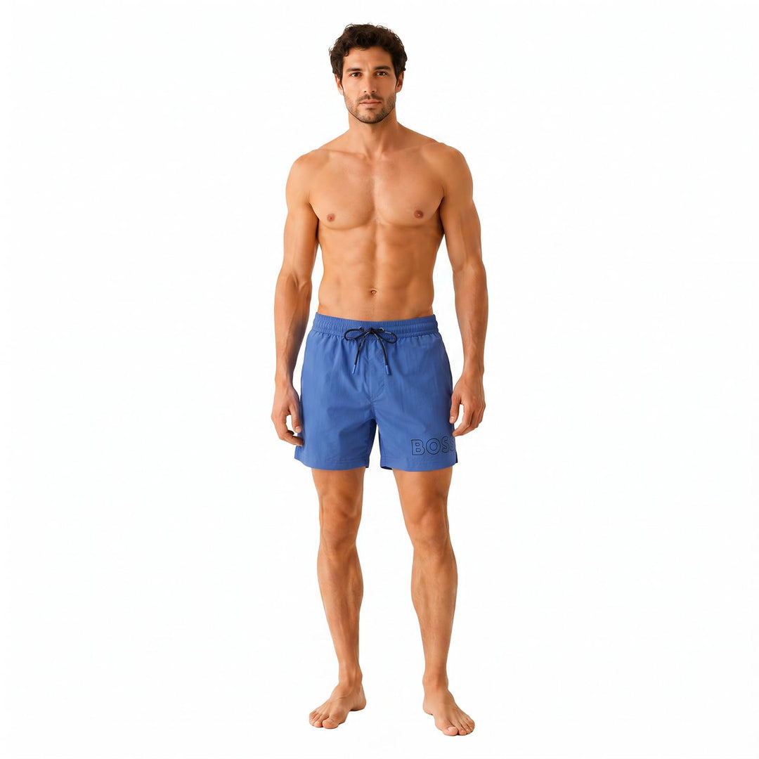 BOSS Herren Mooneye Badeshorts mit Umriss-Logo-Print S Bright Blue 436, S Bright Blue 436