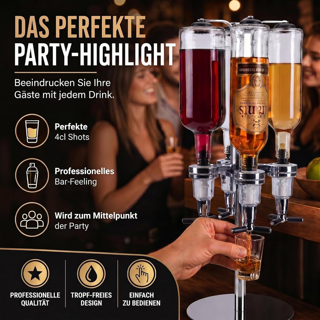 GOODS+GADGETS Bar-Butler für Spirituosen Flaschenhalterung für Getränke 4cl Dosierer Getränkespender