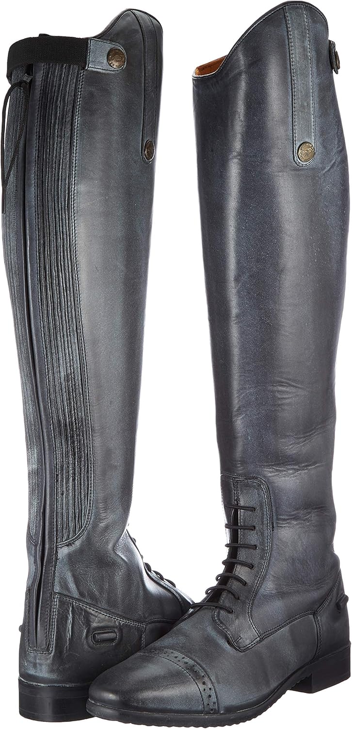 HKM Herren Reitstiefel Valencia Standardlänge/Weite 45 EU Schwarz Grau, 45 EU Schwarz Grau