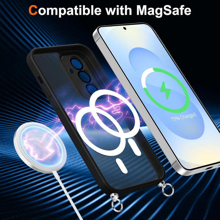 Pnakqil Magnetische Handyband mit Band für Samsung Galaxy S25 5G Hülle -Necklace HandyHülle Durchsch