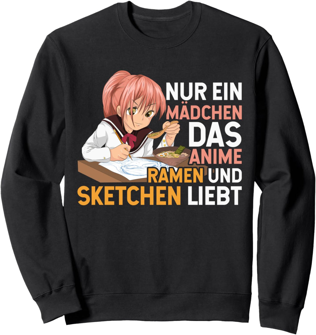 Japanische Ramen Nudeln Manga Sketchen Anime Mädchen Sweatshirt
