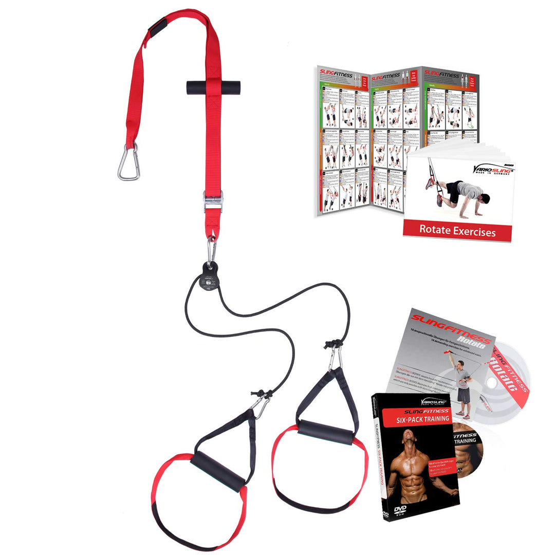 Variosling® Sling Trainer mit Umlenkrolle mit Griffschlaufen inkl. 2X Schlingentrainer DVD, Türanker