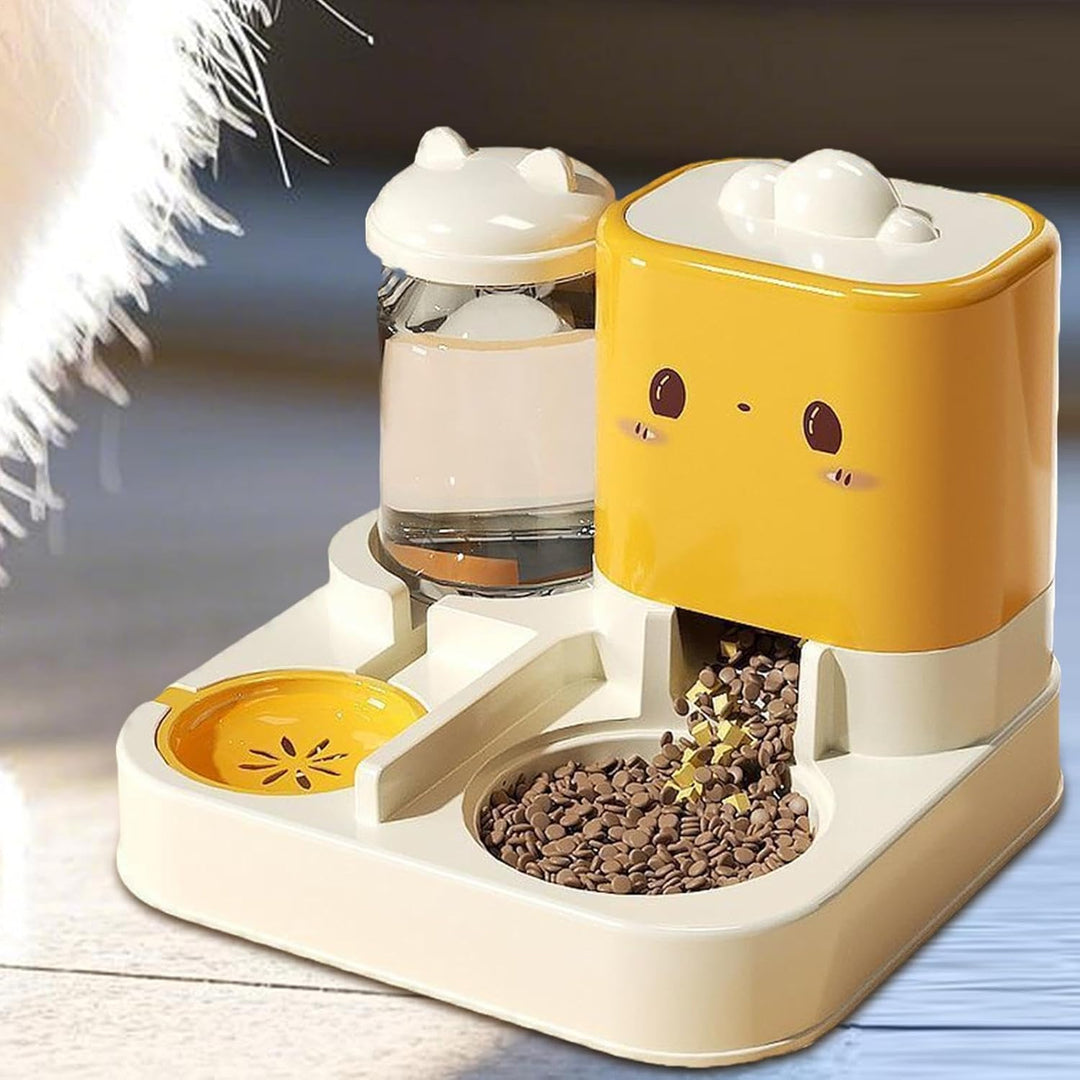 Automatischer Katzenfutter und Wasserspender Set | 2-in-1 Katzenfütterer | 1.5L Wasserspender und 2.