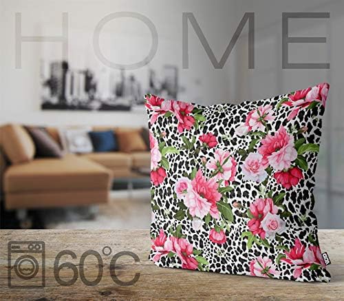 VOID Pfingstrosen Leopard Kissenbezug Kissenhülle Sofakissen Kissen Deko Outdoor-Kissen Dekokissen,