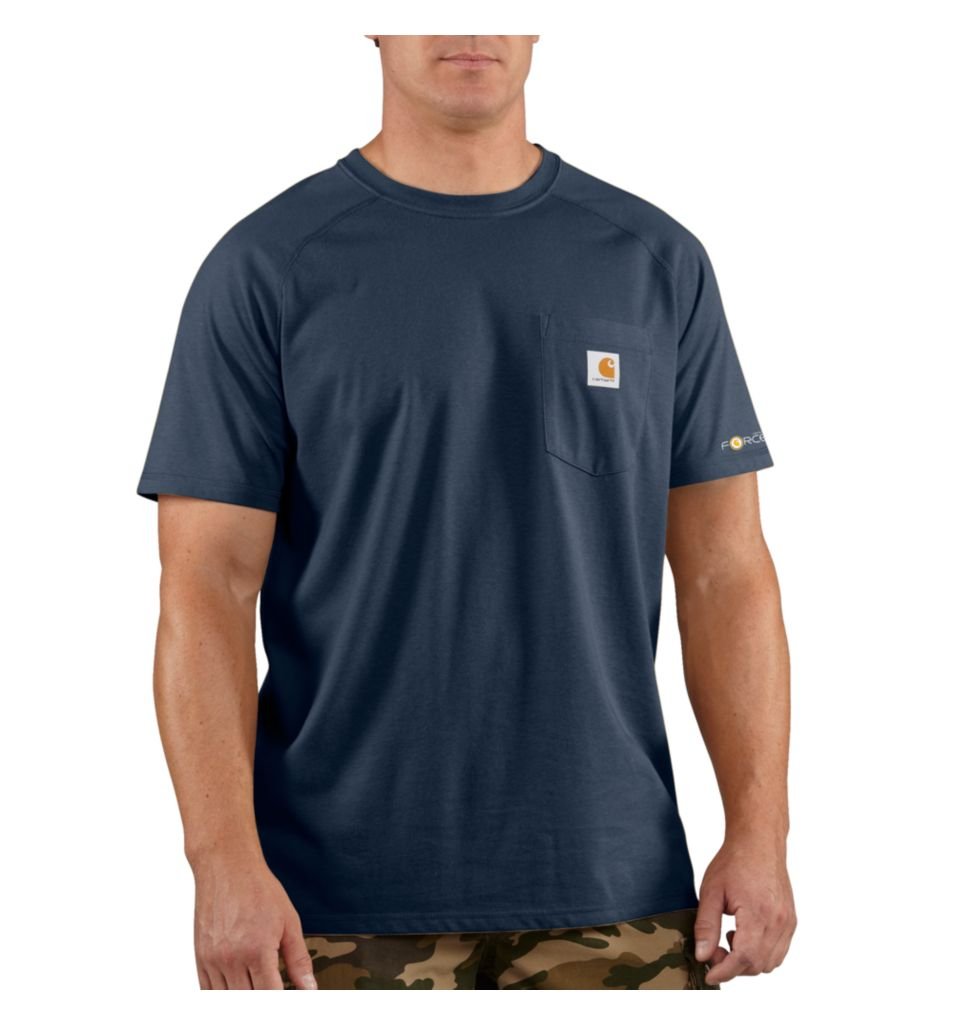 Carhartt Mens Force Cotton Delmont Short Sleeve T-Shirt L Marineblau, L Marineblau