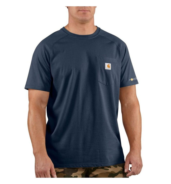Carhartt Mens Force Cotton Delmont Short Sleeve T-Shirt L Marineblau, L Marineblau
