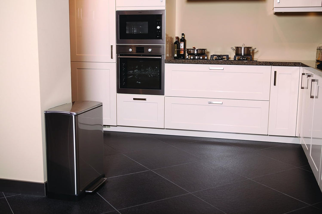 EKO E-Cube Tretmülleimer 50L Edelstal (34.5 x 50 x 65 cm, Dämpfer-System, Fingerabdruck frei, Stay-O