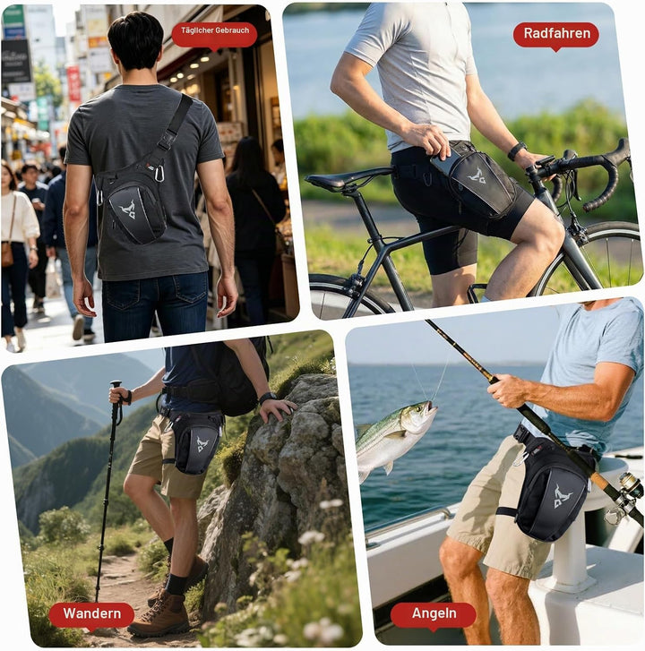 MIGHTYDUTY Motorrad Beintasche Herren Erweiterbar Oberschenkeltasche Hüfttaschen schwarz Gürteltasch