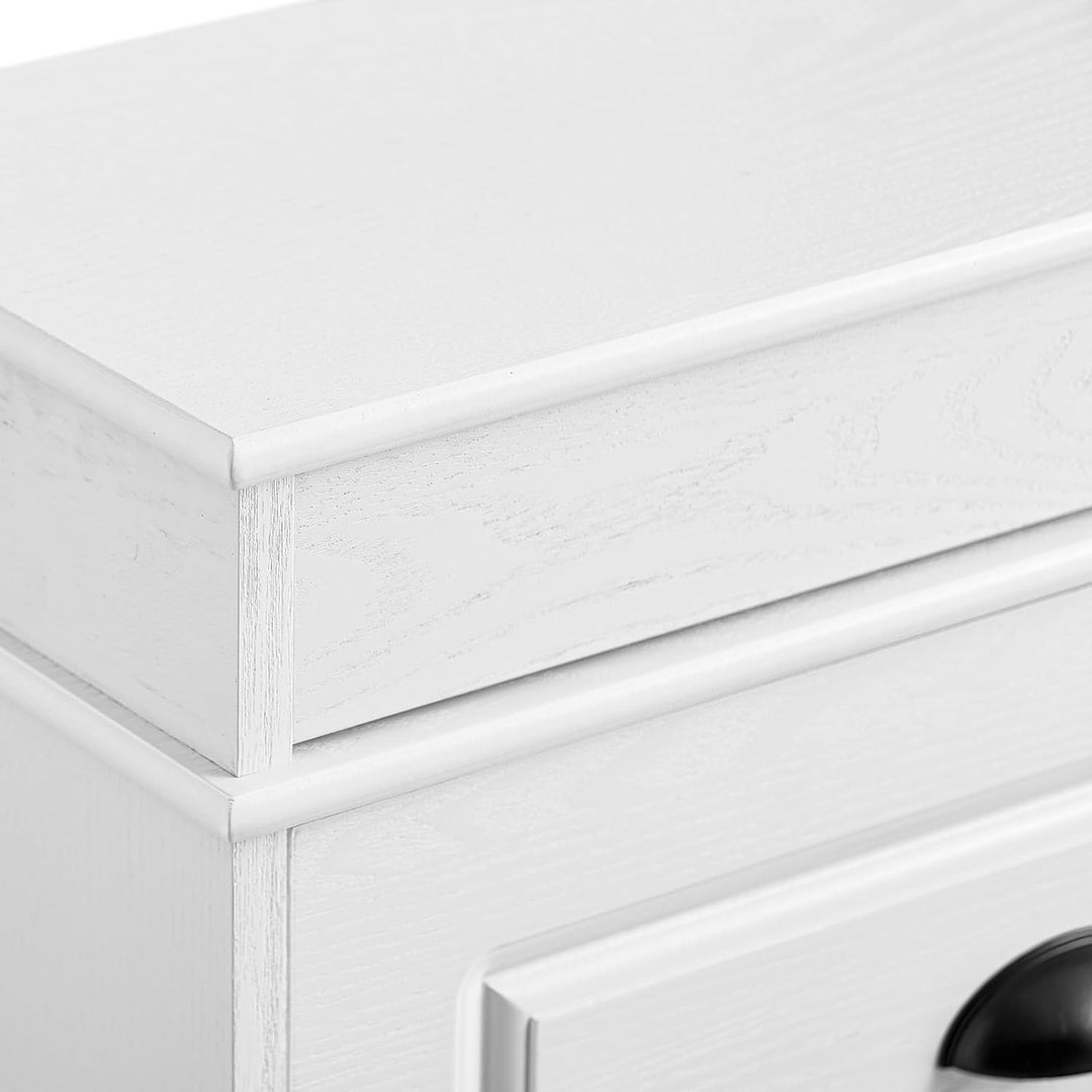 SoBuy Schuhschrank Schmal Weiss Holzoptik, Flurschrank Schmal mit Schublade, Schuhschrank Vintage, S