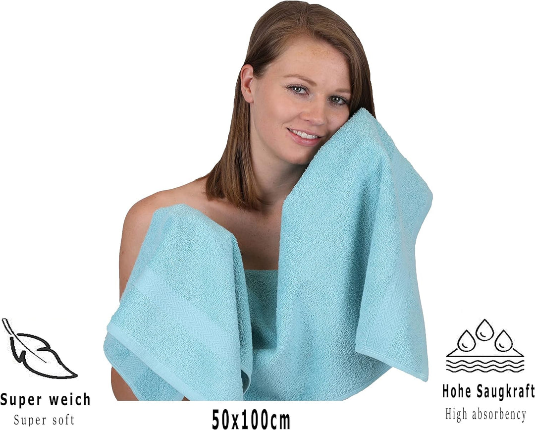 Betz 8 Stück Handtücher Set Grösse 50 x 100 cm Handtuch Premium 100% Baumwolle (Ocean), Ocean