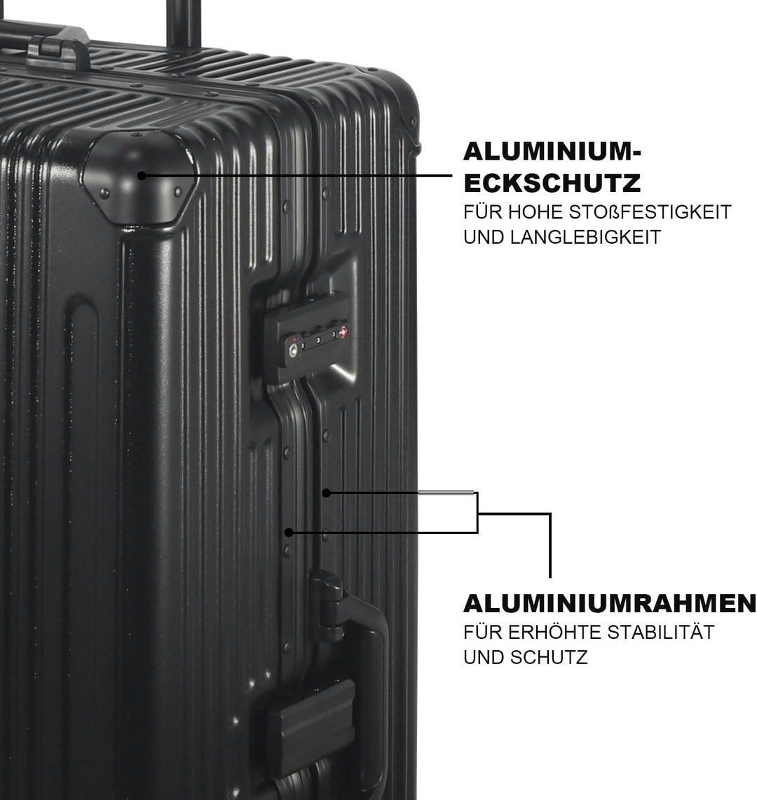 Aluminiumrahmen Kofferset 3-teilig, 57 68 77 cm (43L 65L 110L), FusionShell Rahmenbauweise, Struktur