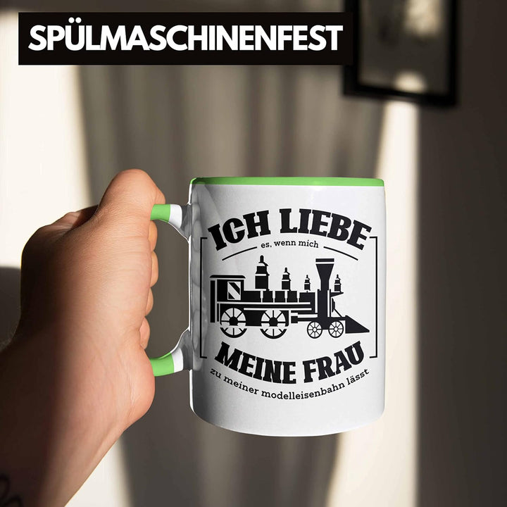 Trendation - Lustige Modelleisenbahn Tasse Geschenk für Eisenbahner (Grün), Grün
