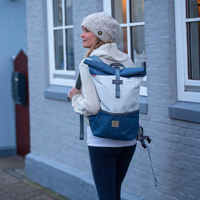 360° Grad Lotse Canvas Backpack Unisex with Blue Bar Canvas Bag Maritime Weatherproof, multicoloured