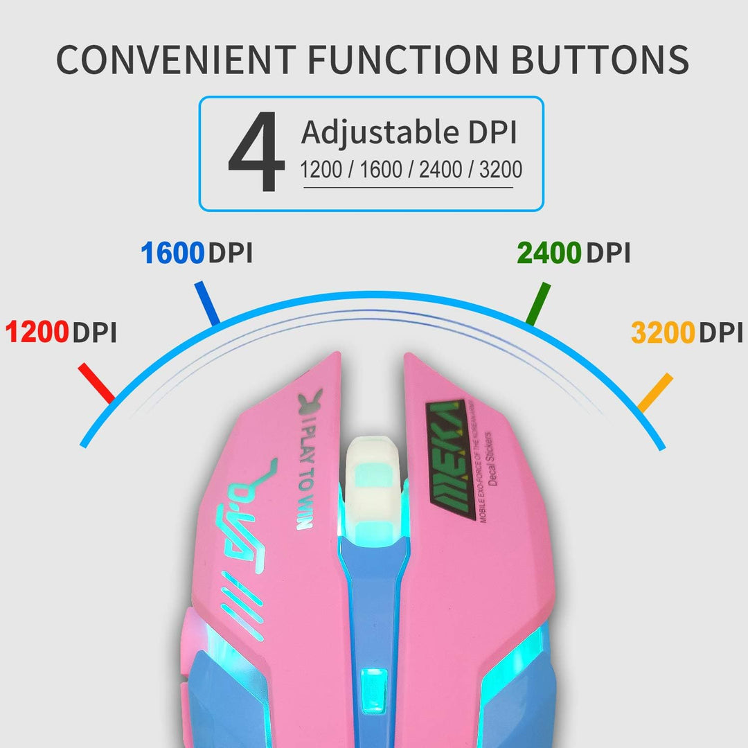IULONEE Wired Gaming Mouse USB Silent 7 Farben Optische Spielmäuse mit Hintergrundbeleuchtung Ergono