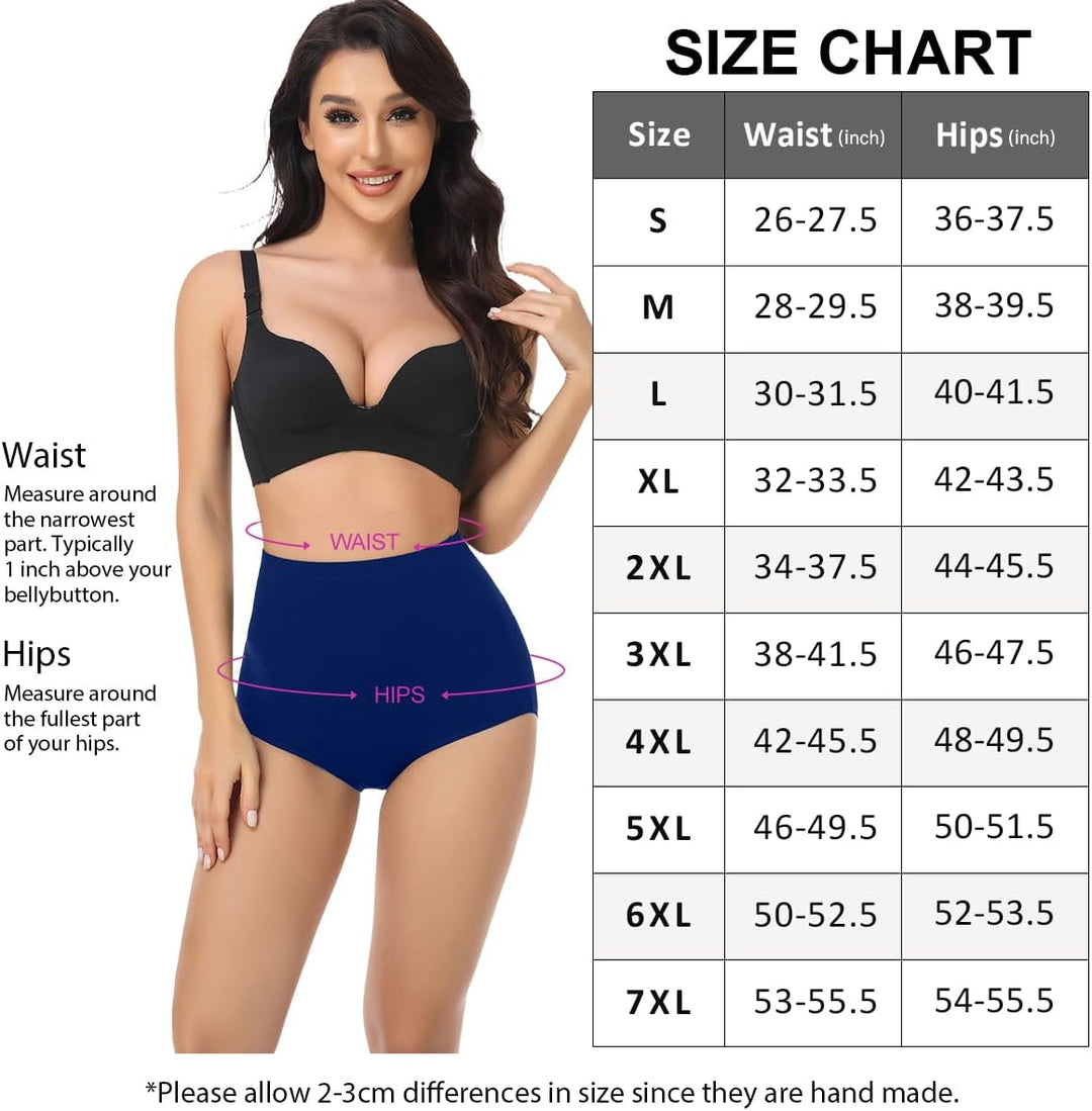 wirarpa Unterhosen Damen Baumwolle Unterwäsche Super Hohe Taille Frauen Slips 4er Pack 7XL Mehrfarbi