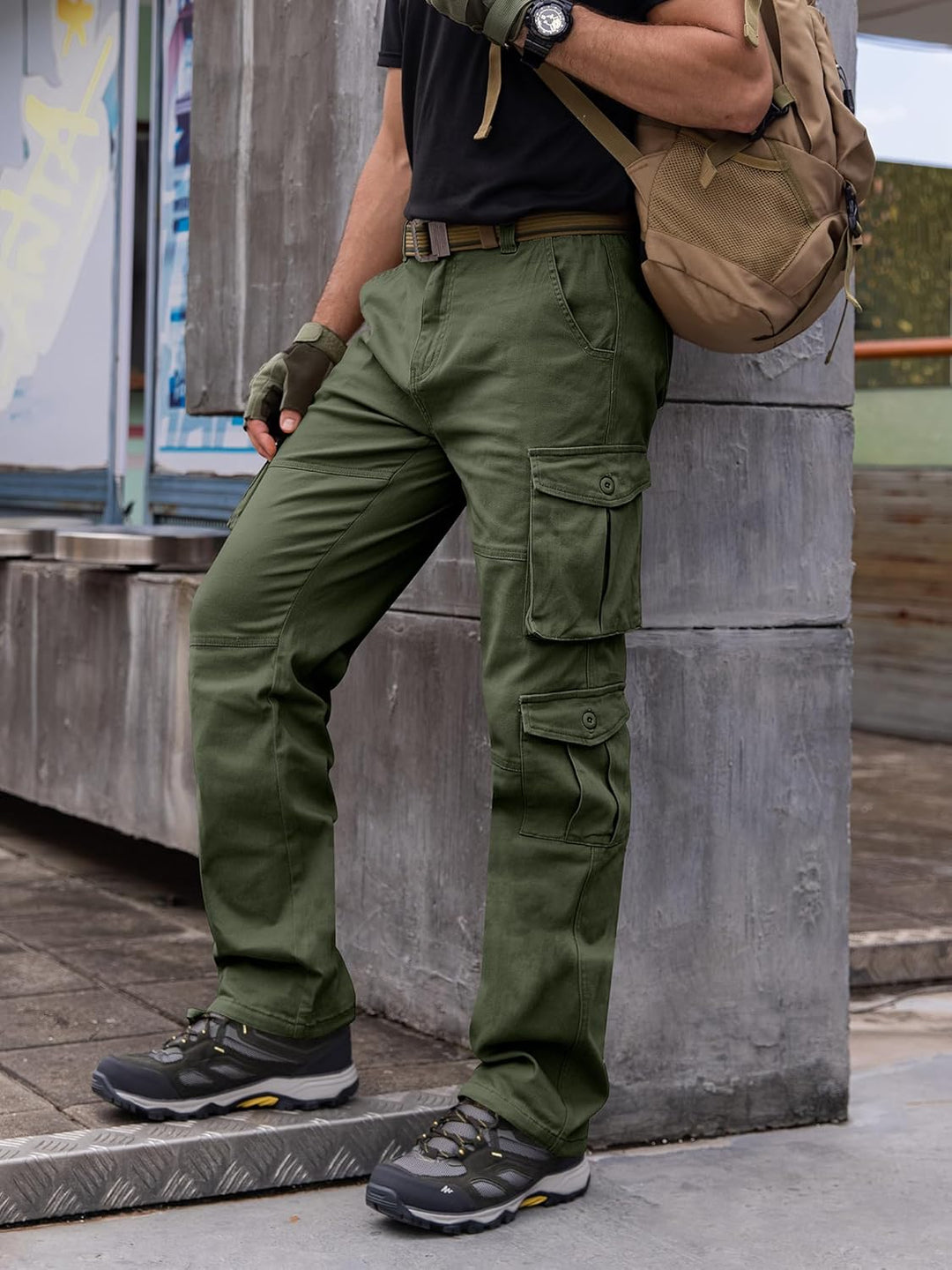 Breampot Herren Cargohose Baumwolle Baggy Chino Hosen Freizeit Outdoorhose Arbeitshose Trouser Pants