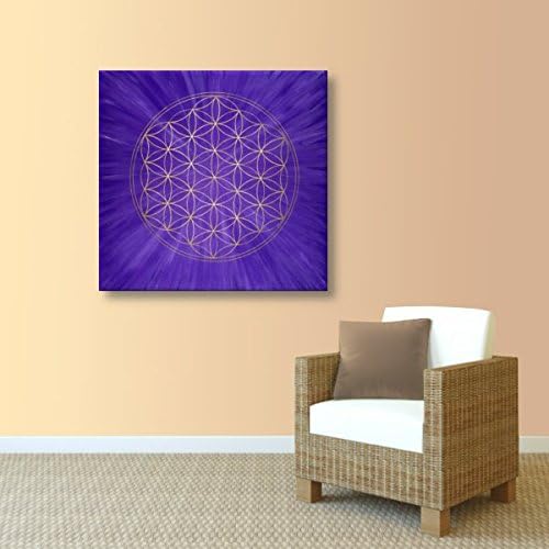 Wandbild Blume des Lebens in Gold "Intuition" - HANDGEMALT - Grösse 50cm x 50cm - Lebensblume in Gol
