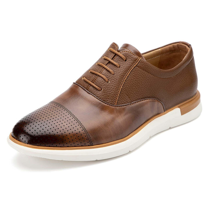 MEIJIANA Herren Oxfords Männer Businessschuhe Freizeit Schuhe Oxfords Herren Anzugschuhe Leder, Brau
