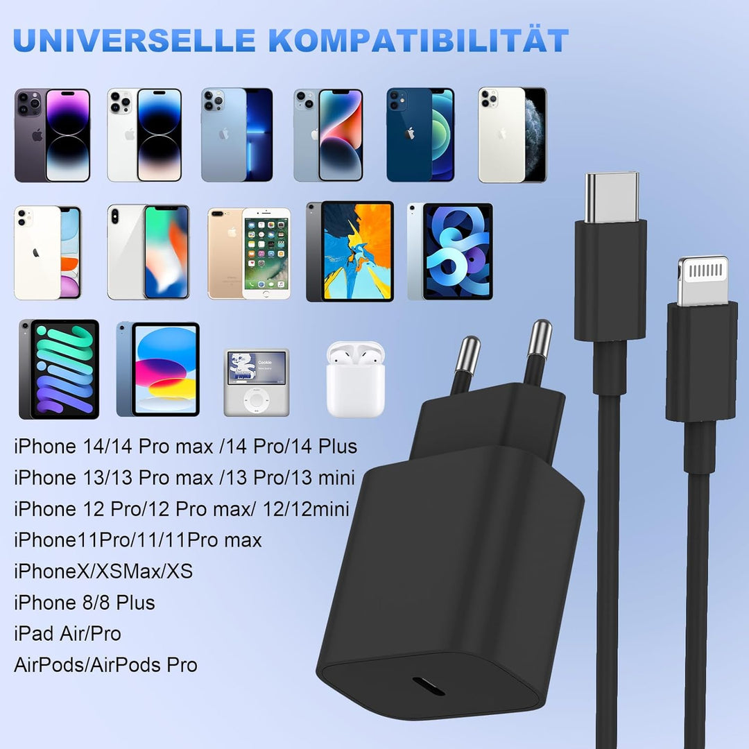 iPhone Ladekabel, [MFi-Zertifiziert] 2er Pack iPhone Ladegerät Apple Ladekabel 2M, USBC Schnellladeg