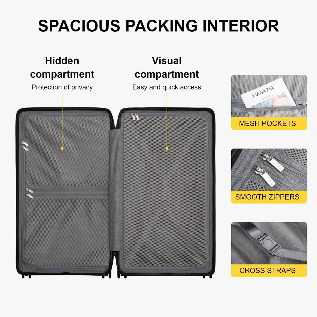 LEVEL8 Koffer Trolley, Rollkoffer Reisekoffer Hartschalen 4 Rollen, Spinner Handgepäck,TSA, 100% PC,