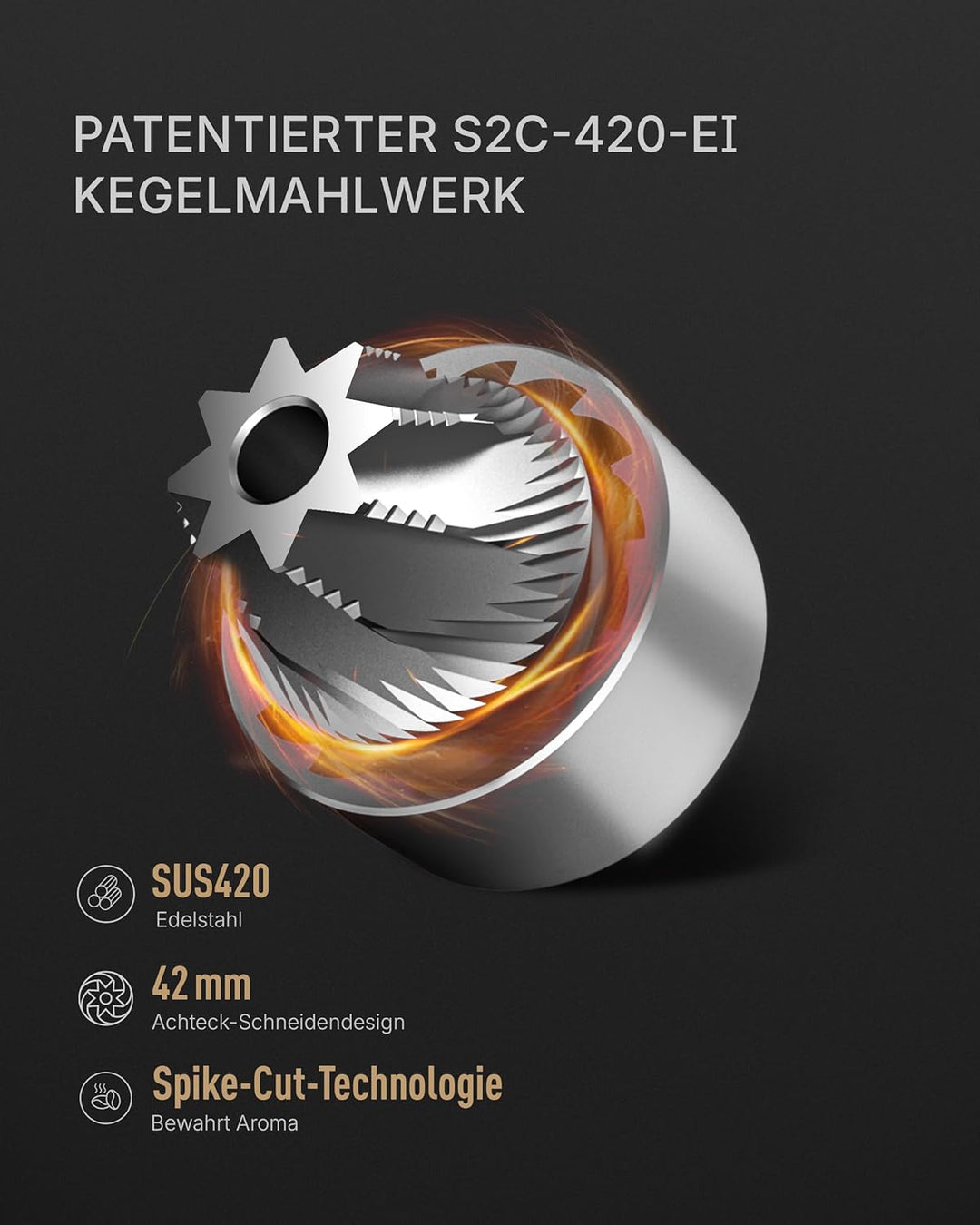 TIMEMORE Elektrische Kaffeemühle Whirly 01S, Tragbares Kegelmahlwerk mit 30 Mahlstufen Espresso/Pour